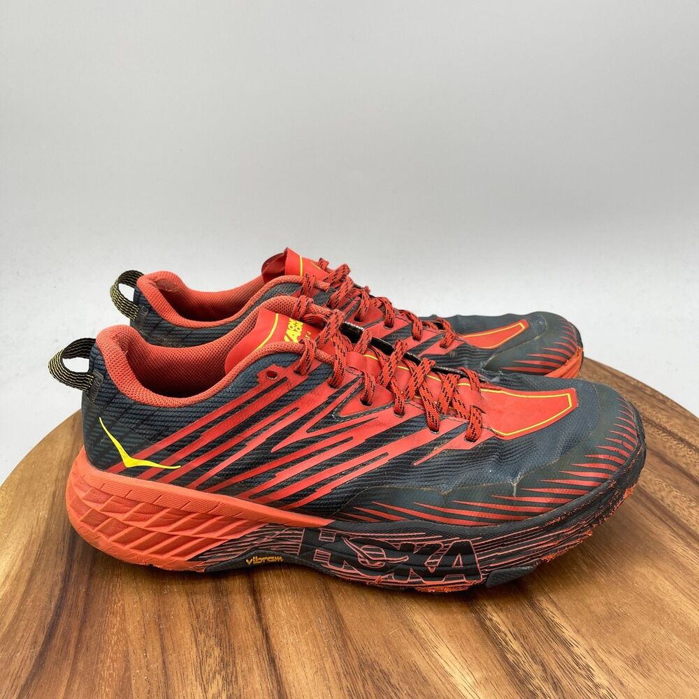 Hoka One One Speedgoat 4 Shoes Mens Size 10 Red Trail Running Hiking Sneakers
